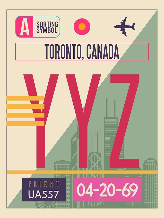 Inspirational Painting - Toronto YYZ  - Vintage Airport LuggageTag Poster by Celestial Images