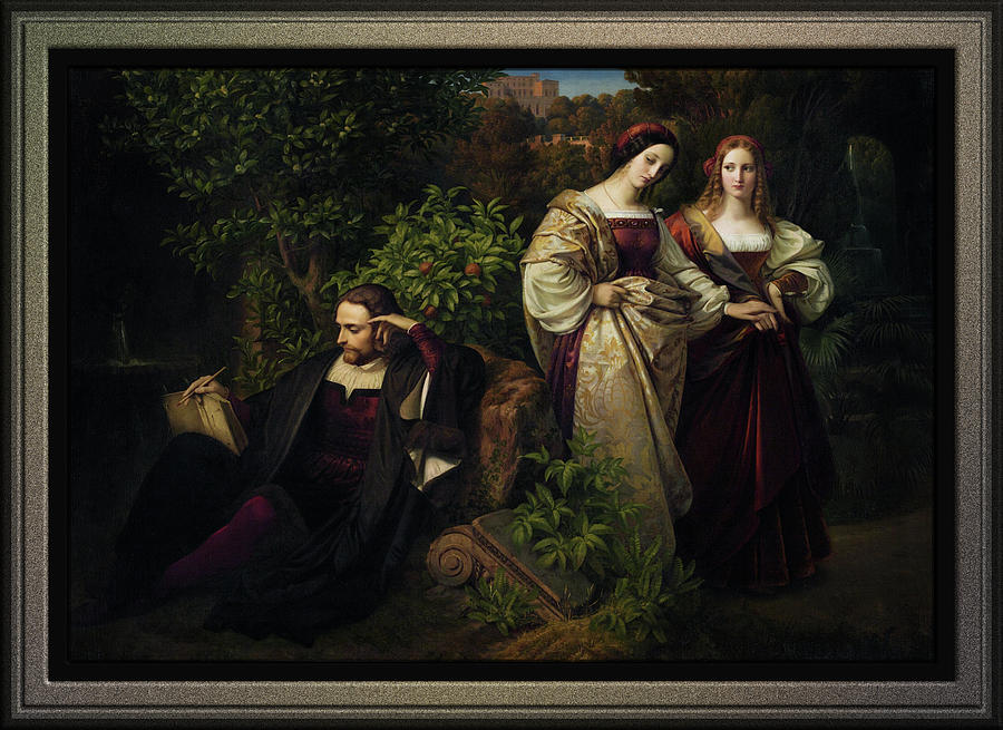 Torquato Tasso and the Two Leonores by Karl Ferdinand Sohn Painting by Rolando Burbon