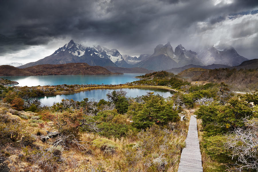 Mountain Photograph - Torres Del Paine National Park, Lake by DPK-Photo