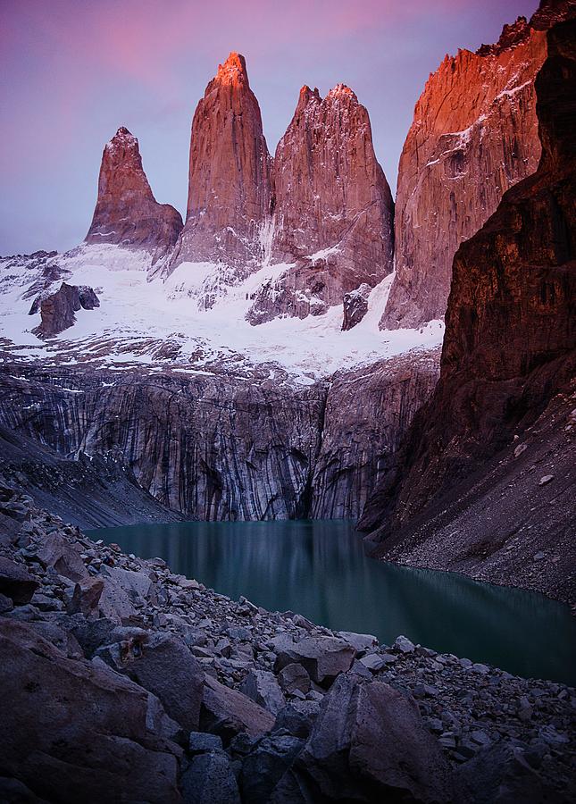 Landscape Photograph - Torres Del Paine Peaks At Sunrise by Michael Marquand