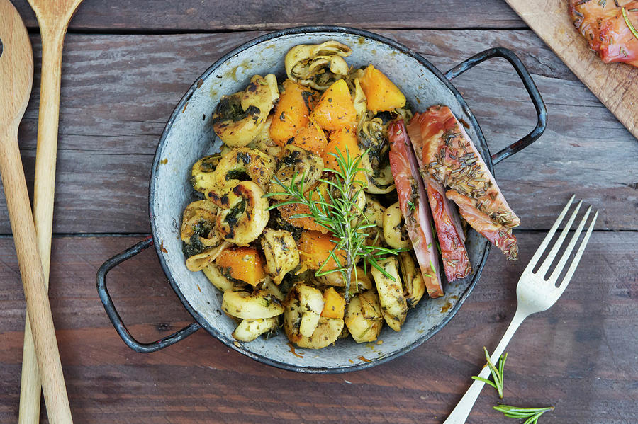 Tortellini Stuffed With Porcini Mushrooms And Pumpkin Photograph by Martina Schindler