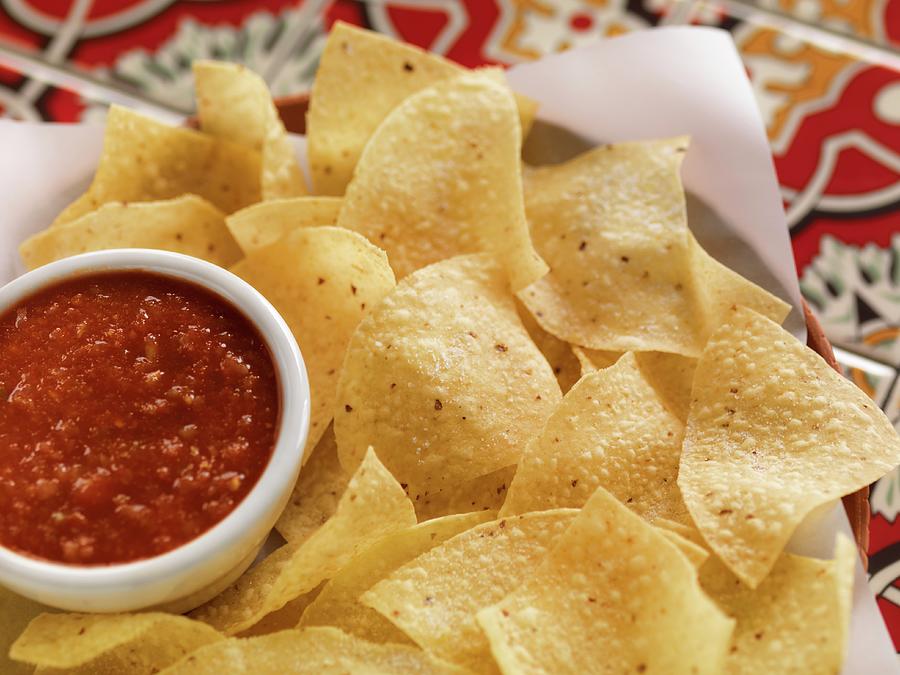 Tortilla Chips And Red Salsa Photograph by Jim Scherer