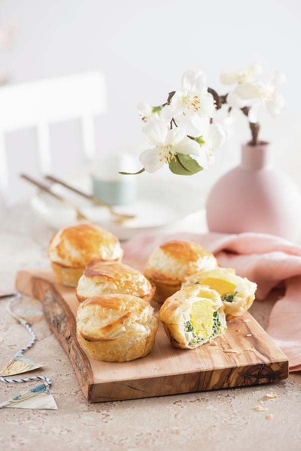 Tortina Pasqualina easter Puff Pastries Filled With Spinach And Egg Photograph by Fotografie-lucie-eisenmann