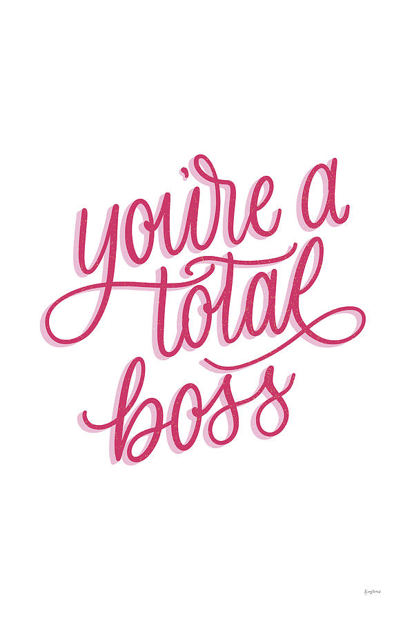 Inspirational Painting - Total Boss White And Pink by Becky Thorns