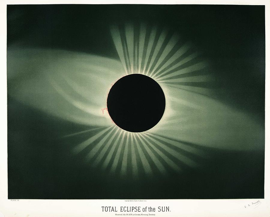 Total eclipse of the sun from the Trouvelot astronomical drawings 1881-1882 by E. L. Trouvelot  Painting by E L Trouvelot 1827-1895