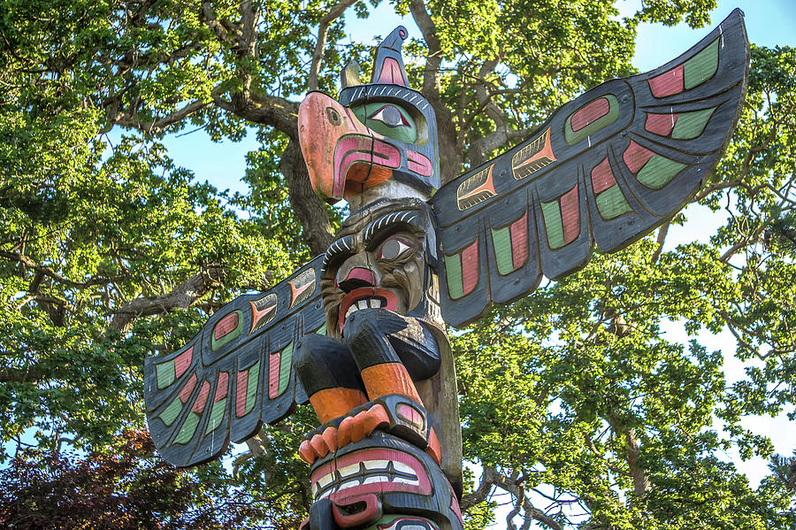Totem Pole At Thunderbird Park Victoria Bc Canada Photograph by Alex Grichenko