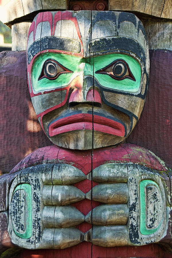 Totem Pole Detail - Thunderbird Park Photograph by Peggy Collins