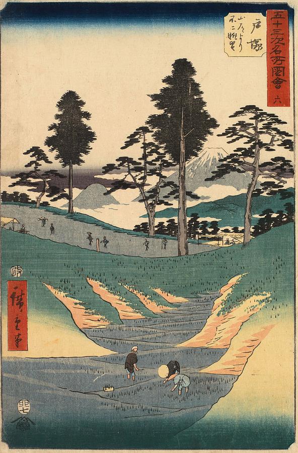 Totsuka View of Mount Fuji from the Mountain Road, no. 6 from the series Collection of Illustrat... Painting by Utagawa Hiroshige Totsuka View of Mount Fuji from the Mountain Road, no. 6 from the series Collection of Illustrat... Painting by Utagawa Hiroshige