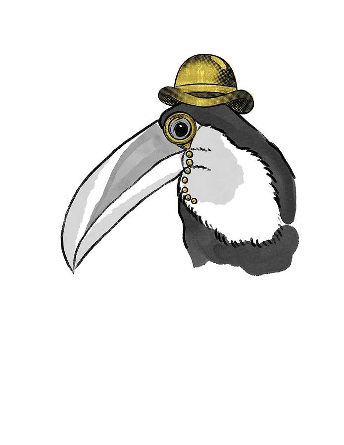 Toucan Drawing - Toucan Wearing A Yellow  Hat by Unknown