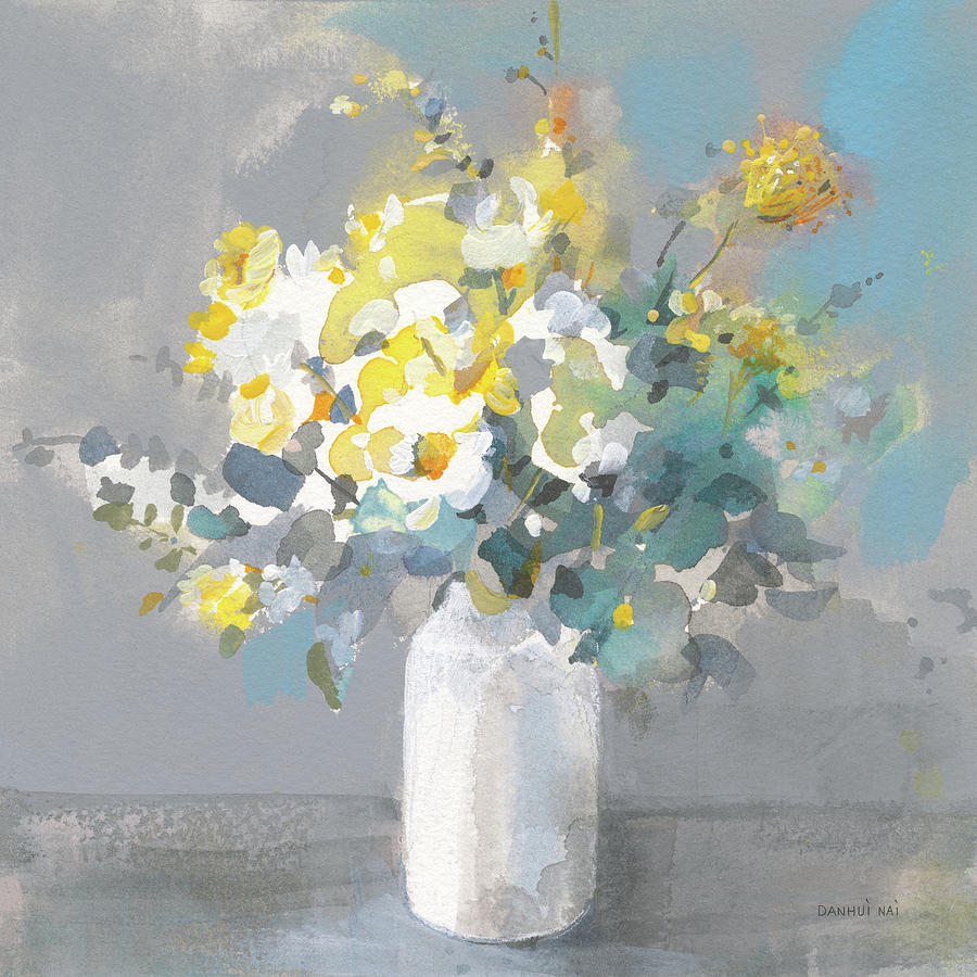 Touch Of Spring I White Vase Painting by Danhui Nai