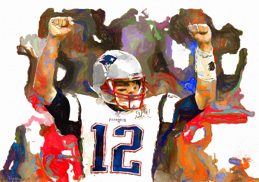 Tom Brady Painting - Touchdown Yes Brady by John Farr