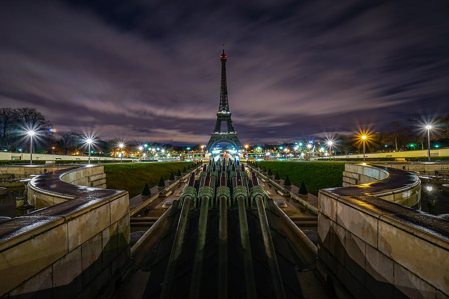Eiffel Tower In Paris, France, Seen On Beautiful Night. Photograph