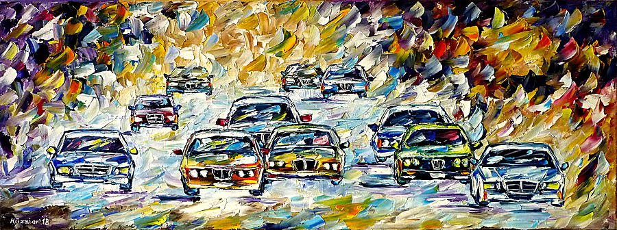 Touring Car Race Painting by Mirek Kuzniar