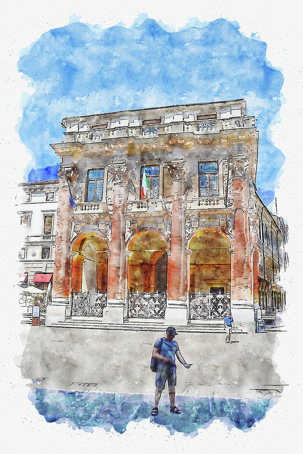 Holiday Digital Art - Tourism #watercolor #sketch #tourism #vicenza by TintoDesigns