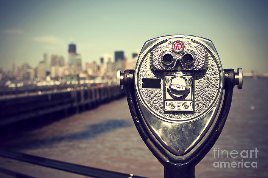 Steel Photograph - Tourist Binoculars At Liberty Island by Ar Pictures Steel Photograph - Tourist Binoculars At Liberty Island by Ar Pictures