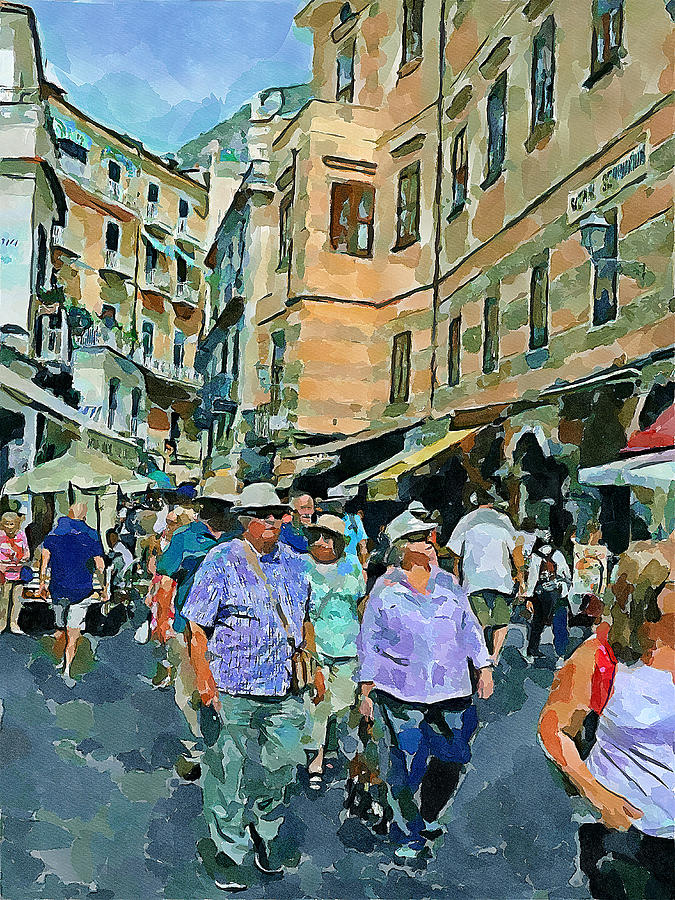 tourists in Amalfi Italy Digital Art by Yury Malkov