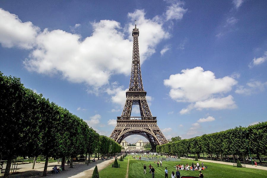 Tourists In Eiffel Tower Park, Paris, France Digital Art by Walter ...
