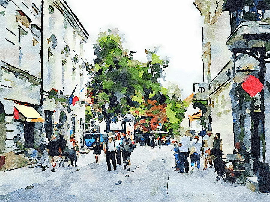 Tourists In Old Town Digital Art by Yury Malkov