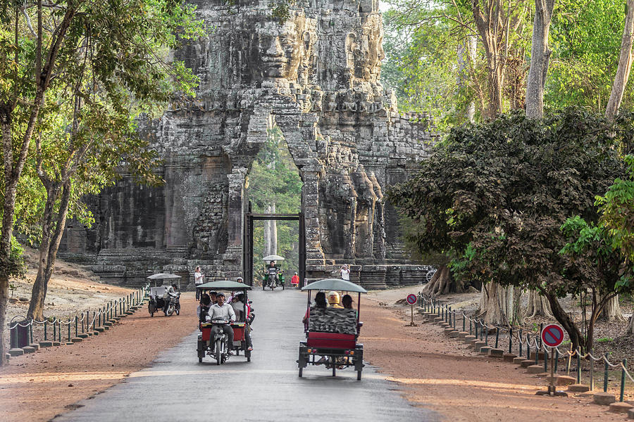 Tourists In Tuk Tuk, Angkor Thom Photograph by Cultura Rm Exclusive/gary Latham