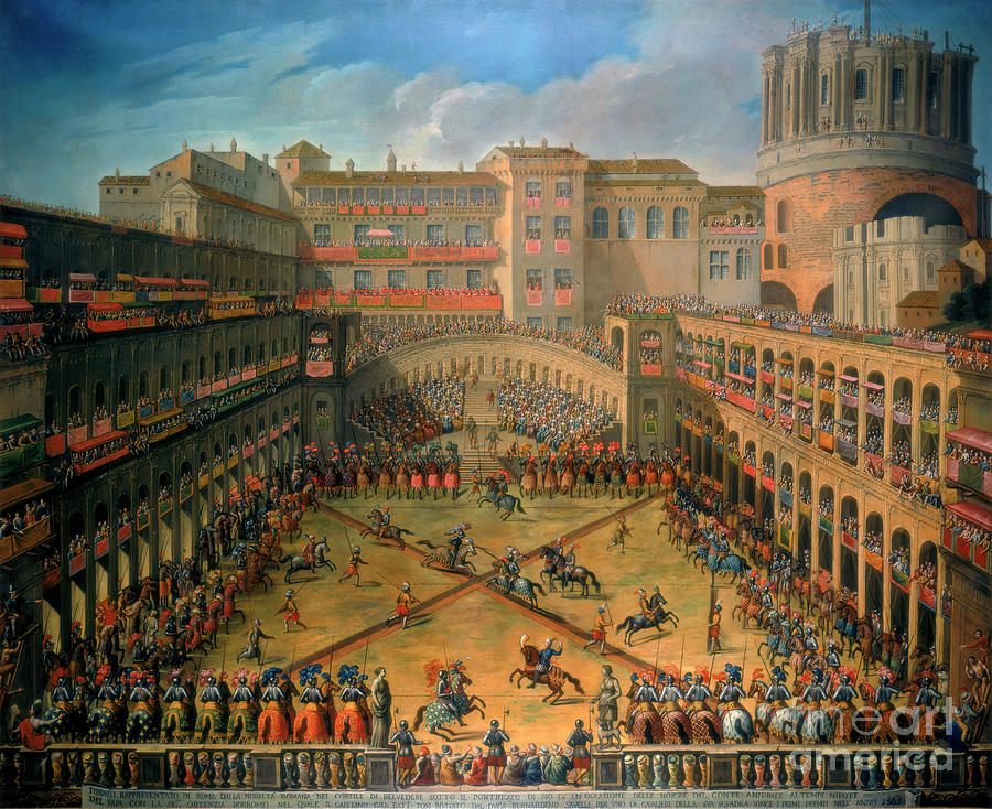 Tournament In A Court Of The Vatican Drawing by Print Collector