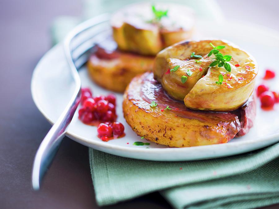 Tournedos Rossini, Redcurrant Sauce Photograph by Roulier-turiot