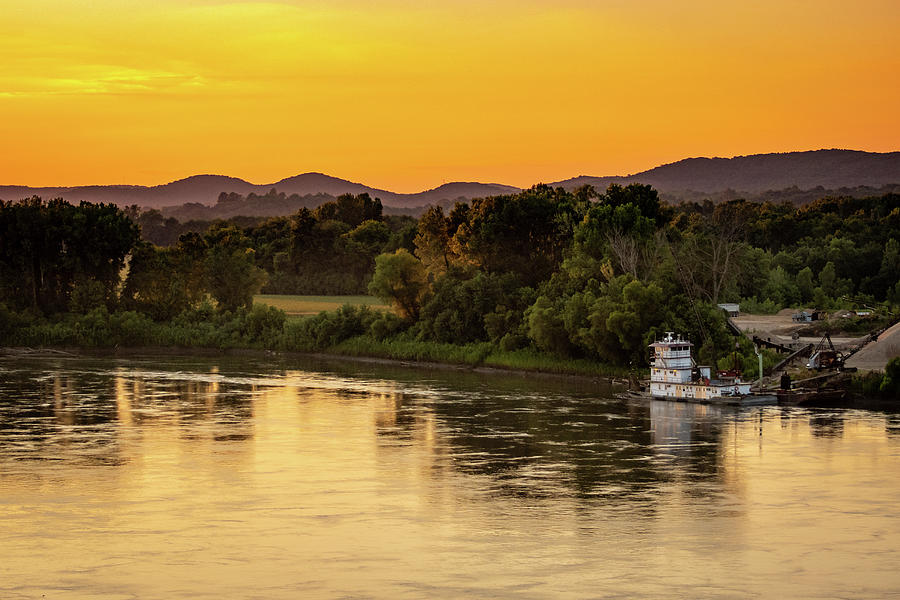 Tug Boat Sunset Photograph by Jeff Phillippi