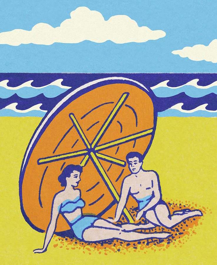 Summer Drawing - Tow People on the Beach by CSA Images