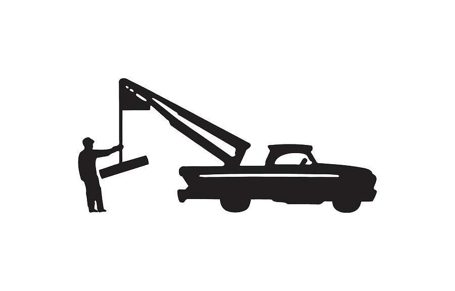 Black And White Drawing - Tow Truck by CSA Images