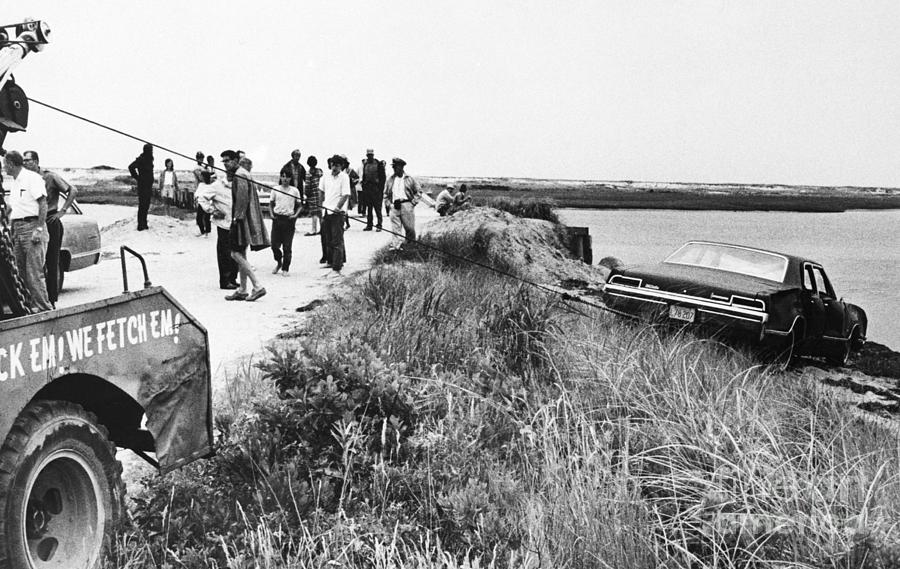 Tow Truck Pulling Kennedy Car From Pond Photograph by Bettmann