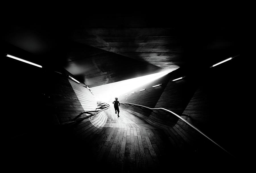 Black And White Photograph - Towards The Lighted Area by Tomoyasu Chida