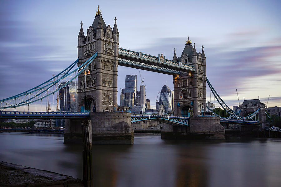 Tower bridge in London, England, seen on at blue hour. Photograph by ...