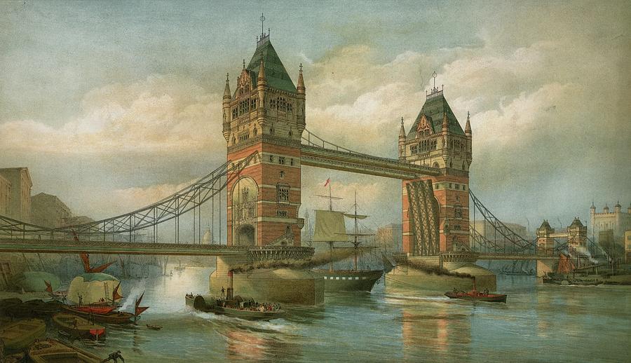 Tower Bridge, London, United Kingdom Painting by English School