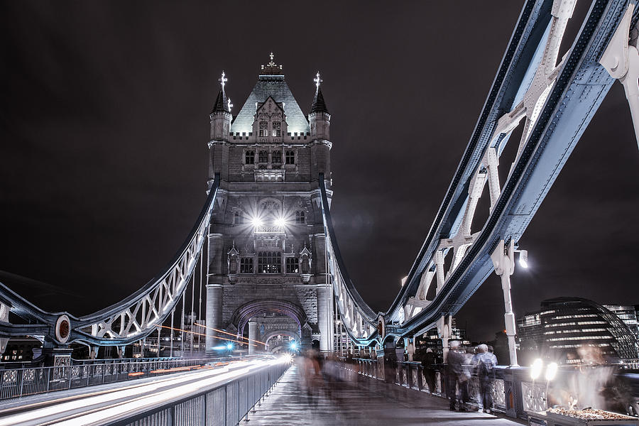 Tower Bridge Night Life Photograph by Fabien Bravin