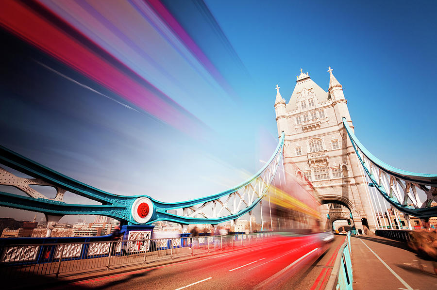 Tower Bridge With Blurred Traffic In Photograph by Deejpilot