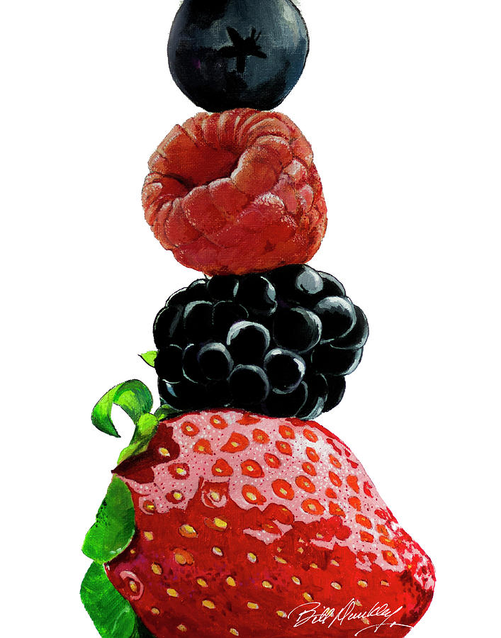 Blueberry Painting - Tower of Berries by Bill Dunkley
