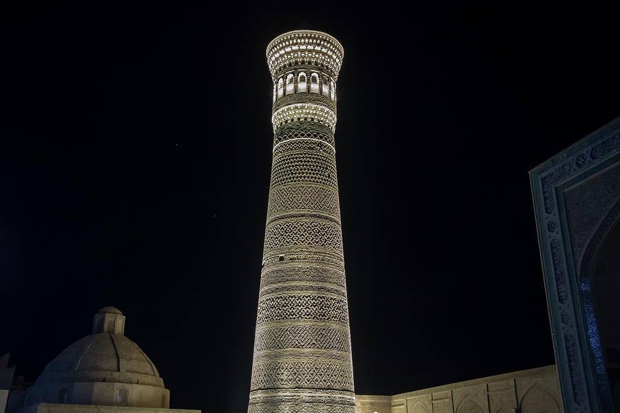 Tower of Death at night, Bukhara, Uzbekistan Photograph by Karen Foley