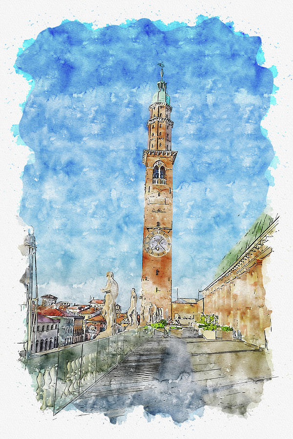 Tower #watercolor #sketch #tower #architecture Digital Art by TintoDesigns