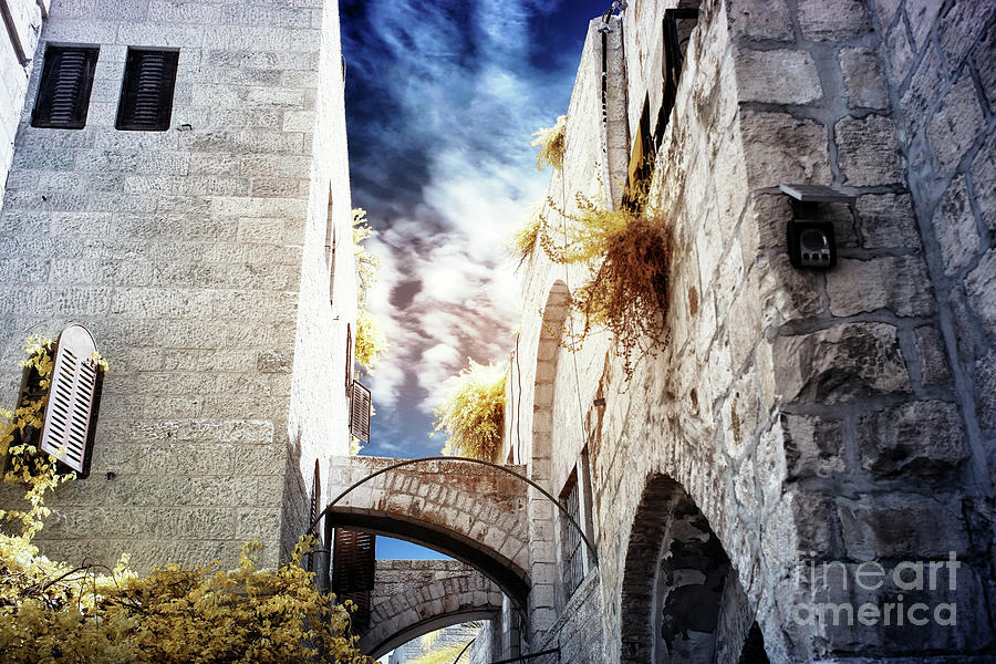 Towering in the Jerusalem Jewish Quarter Infrared Photograph by John Rizzuto