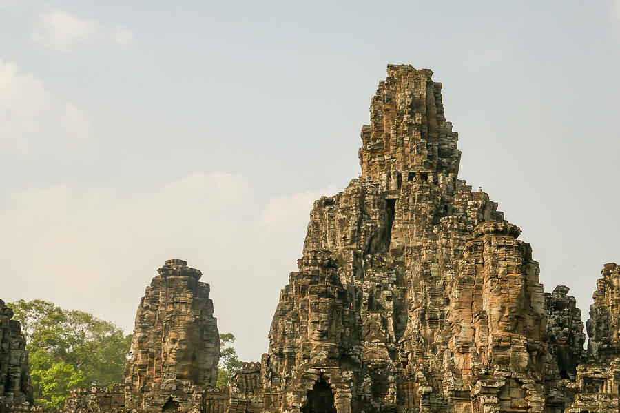 Towers at Bayon Temple in Angkor Tom, Siem Reap, Cambodia Photograph by Karen Foley