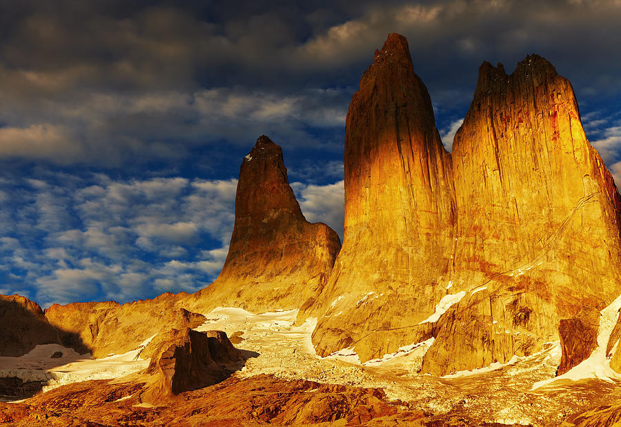 Landscape Photograph - Towers At Sunrise, Torres Del Paine by DPK-Photo