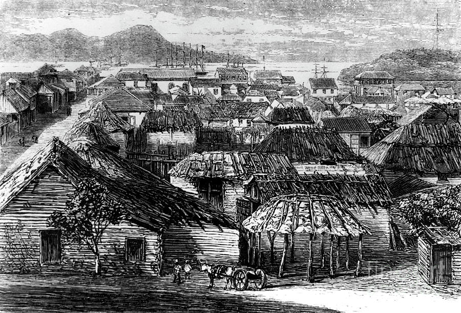 Town And Bay Of Puerto Plata, Santo Drawing by Print Collector