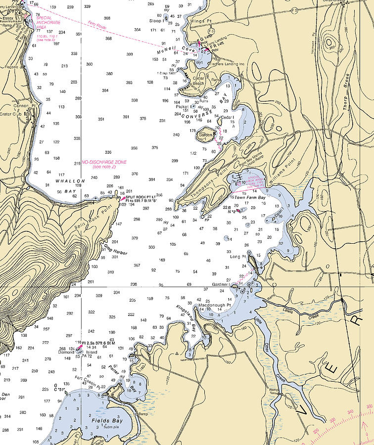 Town Farm Bay-lake Champlain Nautical Chart Mixed Media by Sea Koast ...