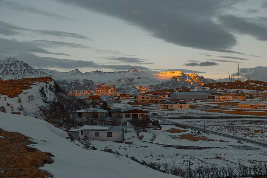 Town In Snow Surrounded By Mountains Photograph by Merten Snijders