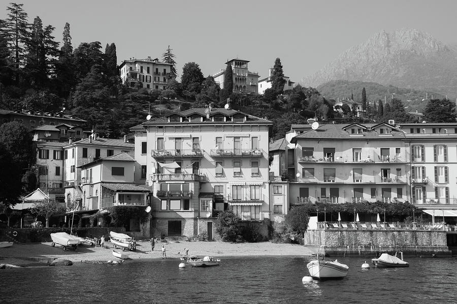 Town in the shore of Lake Como in black and white Photograph by ...