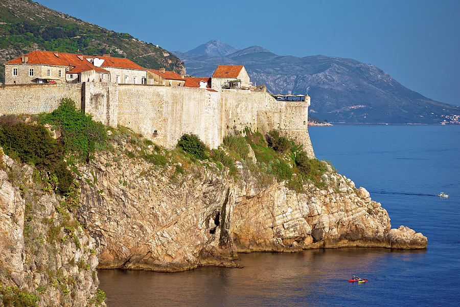 Town of Dubrovnik and strong defence walls view Photograph by Brch Photography