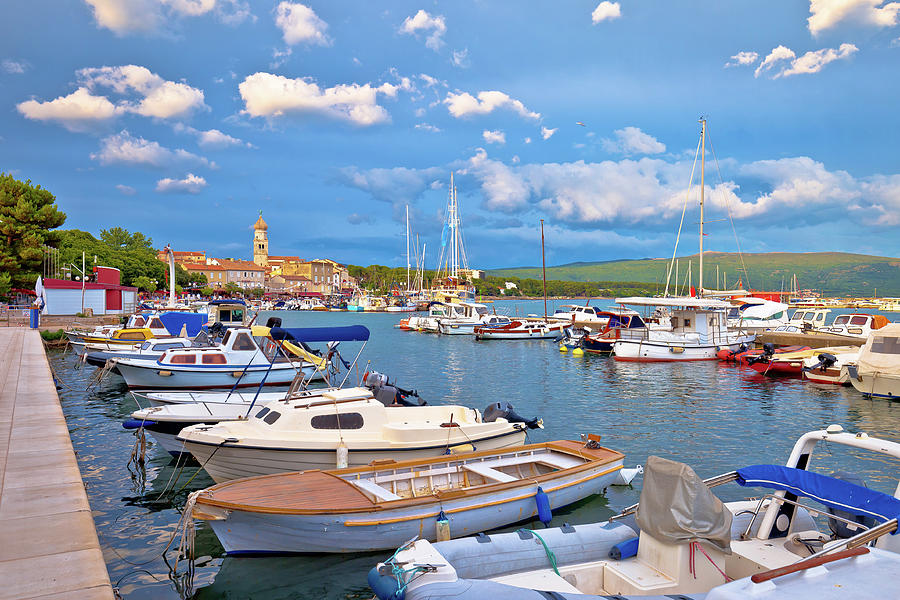 Town of Krk turquoise harbor and waterfront view Photograph by Brch Photography