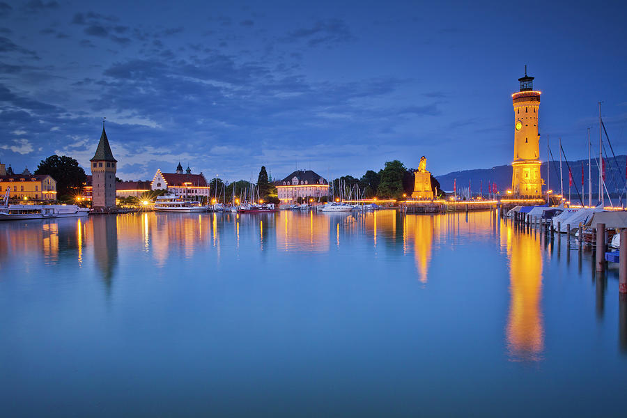 Architecture Digital Art - Town Of Lindau With Lighthouse by Olimpio Fantuz