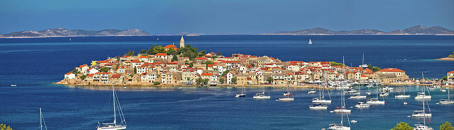 Town of Primosten Adriatic archipelago panoramic view Photograph by Brch Photography