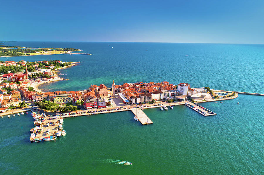 Town of Umag historic coastline architecture aerial view Photograph by Brch Photography