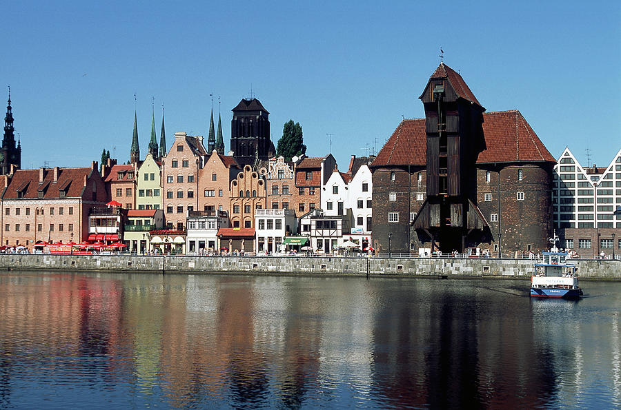 Town On River , Gdansk , Poland Photograph by W. Buss